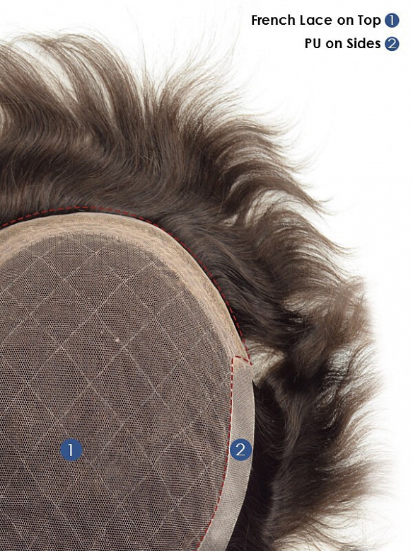 6X8 Inch French Lace with PU on sides and back Hair System MH003