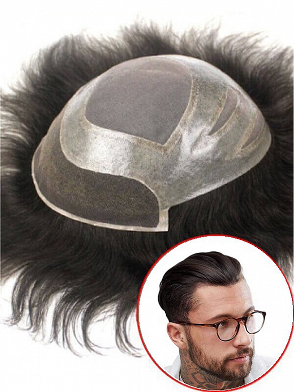 6X8 Inch Fine Mono with Lace Front and Skin with Gauze Hair System MH019