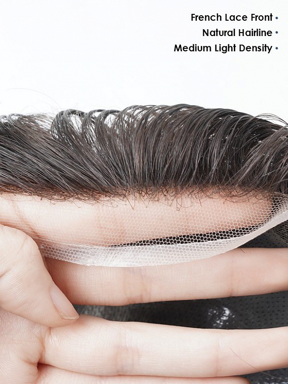 6X6 Inch Super thin skin base with French lace front Hair System MH016