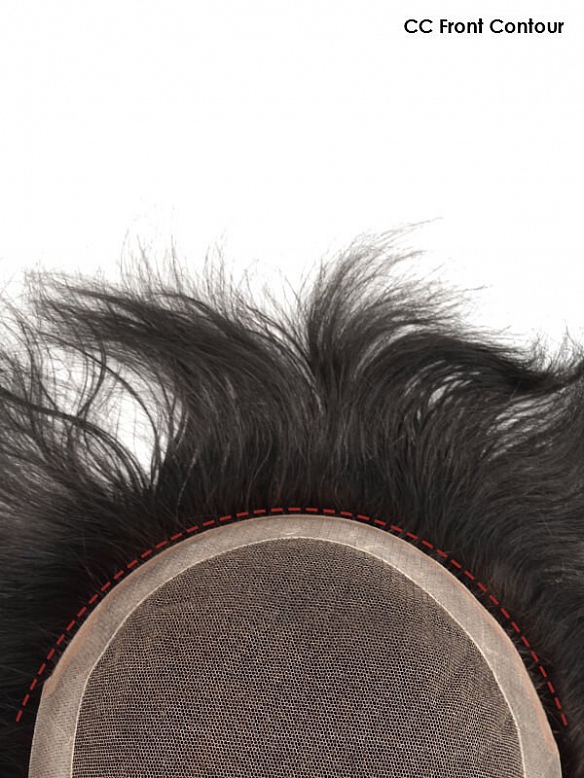 6x8 Inch French Lace with PU Perimeter and Folded Lace Front Hair System MH011