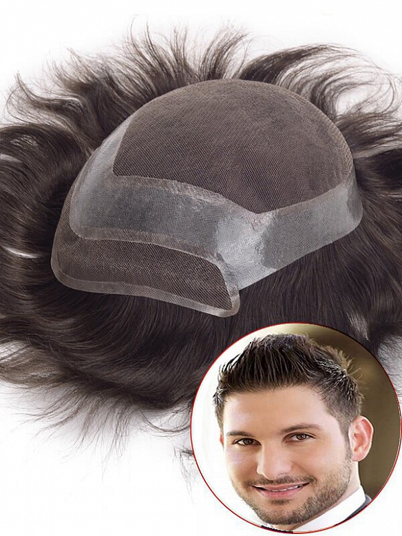 6X6 Inch French Lace with Thin Skin Perimeter Hair System MH008