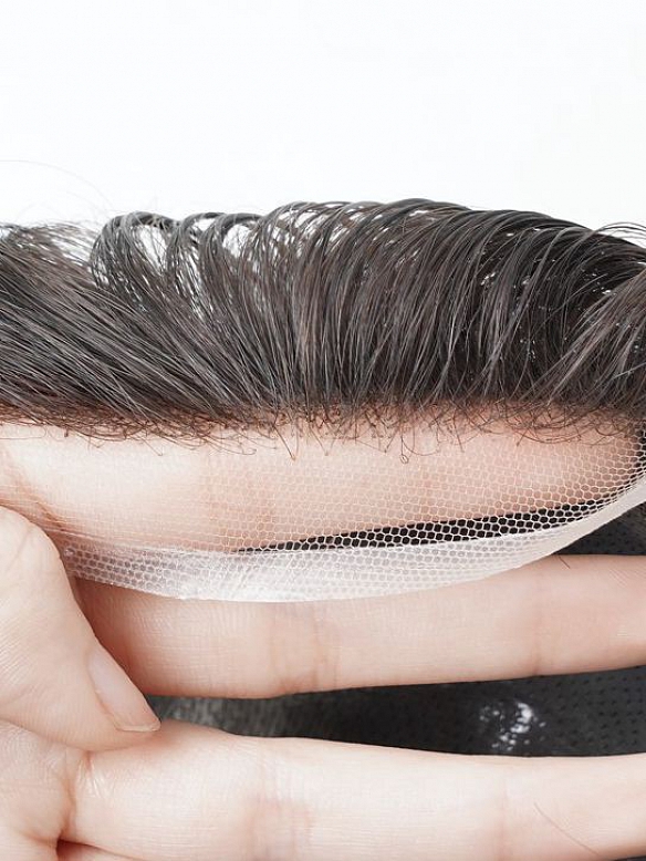 Custom made French Lace with PU Hair System CH002