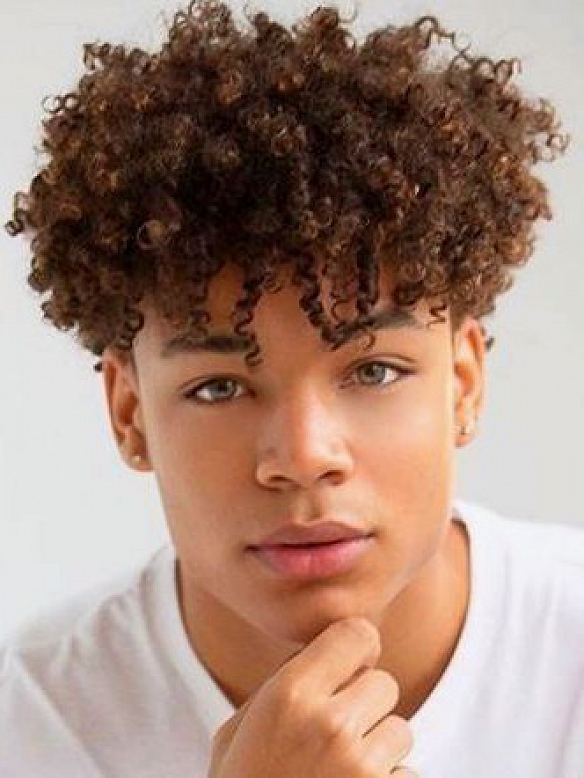 8X10 x10 Inch Afro Curl Fine Mono With PU Perimeter Hair System AC004