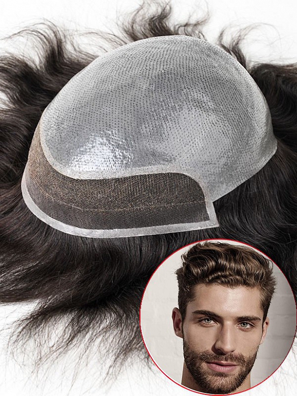 7X8 Inch Super thin skin base with French lace front Hair System MH014