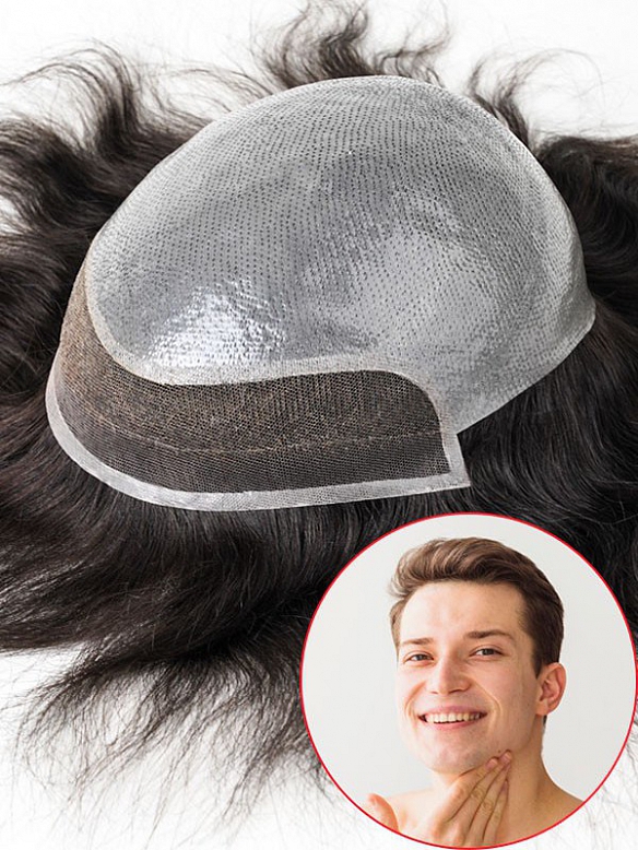 8X10 Inch Super thin skin base with French lace front Hair System MH013