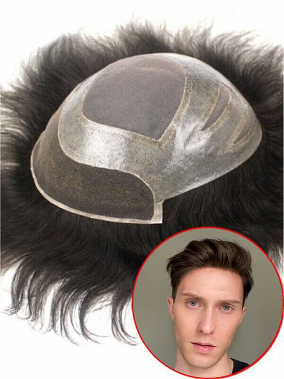 8x10 Inch Fine Mono with Lace Front and Skin with Gauze Hair System MH017