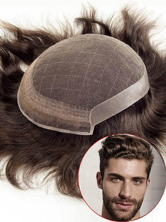 7X8 Inch French Lace with PU on sides and back Hair System MH002