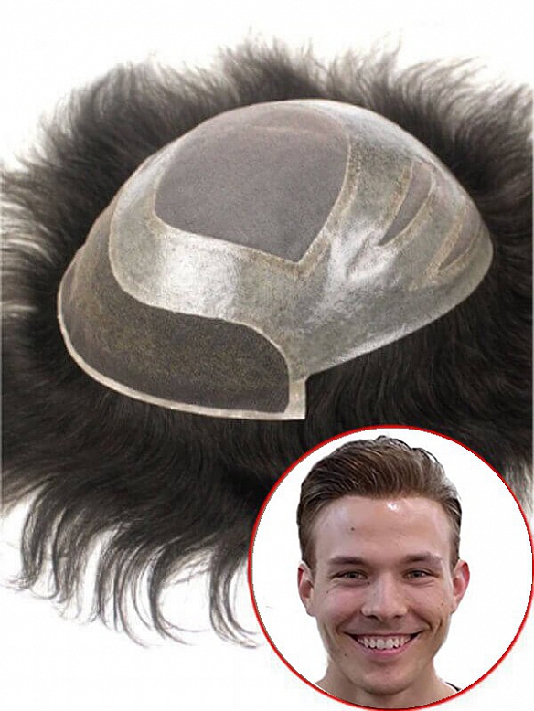 6X6 Inch Fine Mono with Lace Front and Skin with Gauze Hair System MH020